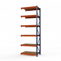 Секция приставная стеллажа металлического Оптима, 3500x1250x785 мм. Полки: 6 шт. фанера